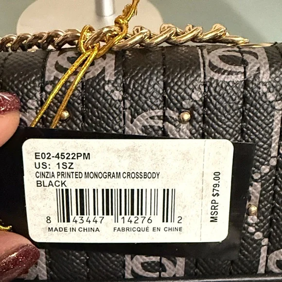 Bebe Black & Gray Logo Clutch w/Gold studs. Cinzia printed monogram crossbody - Picture 5 of 8
